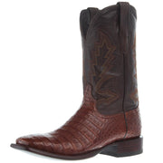 Men`s William Dark Pecan Caiman Vamp 12In Bovine Stout Top Boot