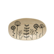 Cream and Black Floral Platter