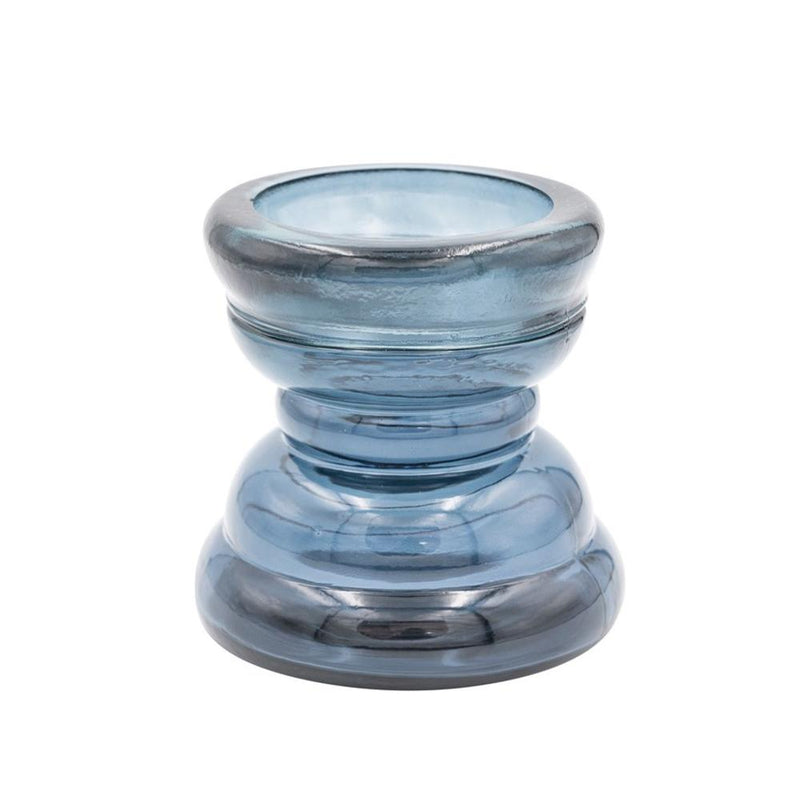 Blue Recycled Glass Candle Holder