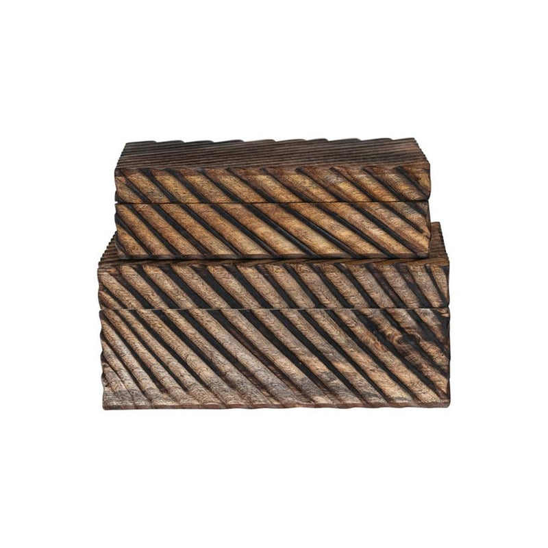 Carved Mango Wood Nesting Box Set