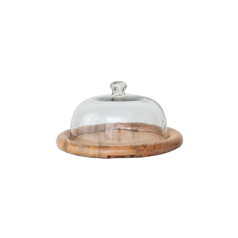 Glass Cloche with Wooden Base