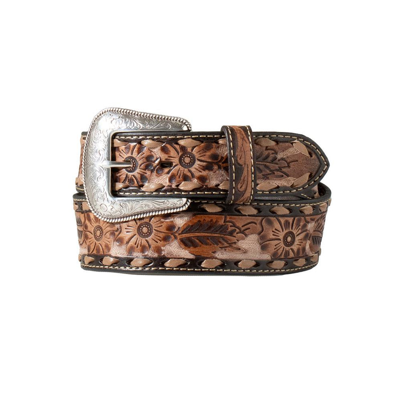 Men's Tooled Floral Leather Belt