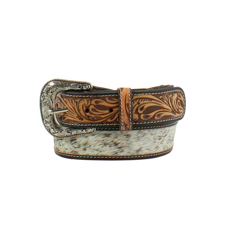 Men's Calf Hair Floral Western Belt