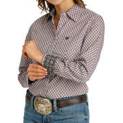 Women's Diamond Print Button-Down Shirt