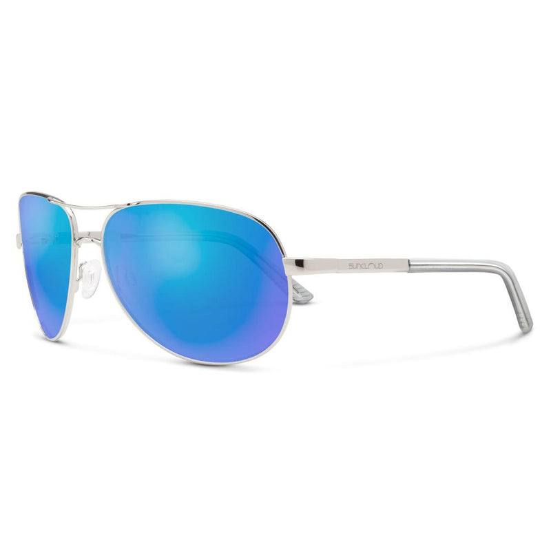 Aviator Silver/Polarized Blue Mirror Sunglasses