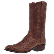 Men`s Russet Full Quill Ostrich Vamp 12In Cowhide Russet Top Boot
