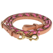 5/8in Pink and Leopard Laced Barrel Reins