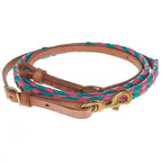 5/8in Pink and Turquoise Laced Barrel Reins
