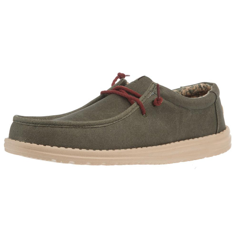 Men`s Wally Waxed Canvas Olive Casual Shoe