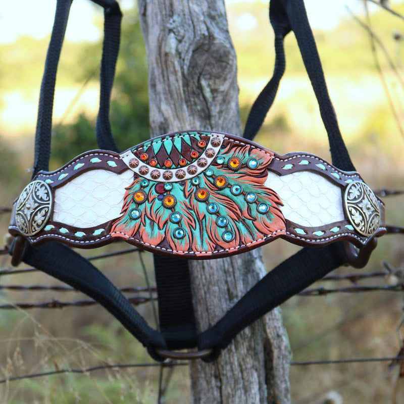 Turquoise Orange Dream Catcher Bronc Halter