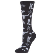 Get Western Black and White Performance Crew Socks OSFM