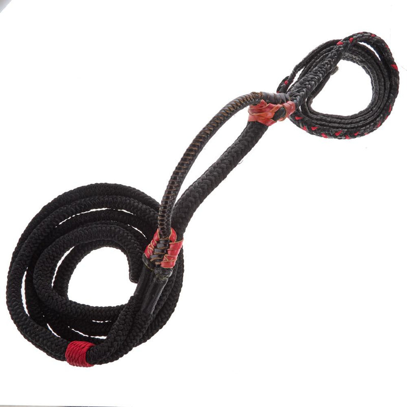 Brazilian Left Handed 5/8" Double Braid Black and Red Steer Bull Rope