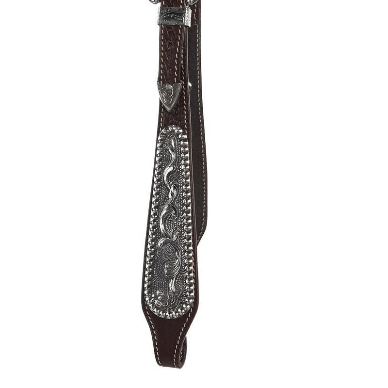Tough 1 Double Ear Chocolate Basket Tooled Show Wide Cheek Headstall