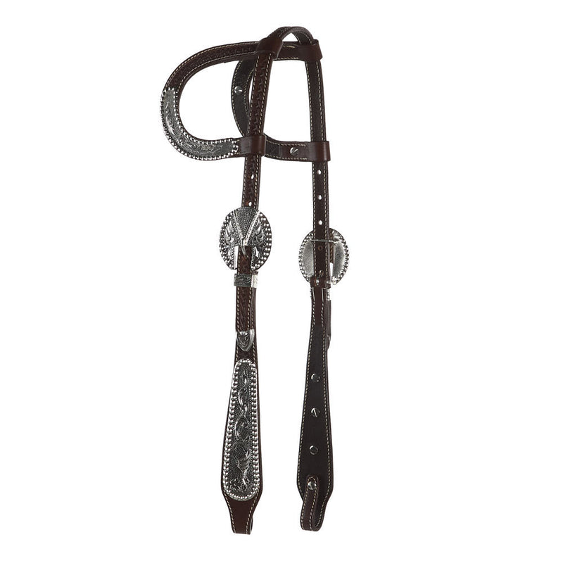 Tough 1 Double Ear Chocolate Basket Tooled Show Wide Cheek Headstall