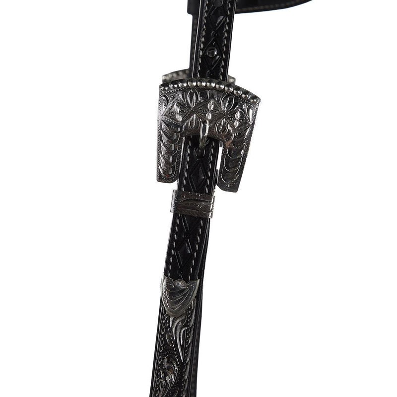 NRS Black Diamond Tooled Double Ear Show Headstall