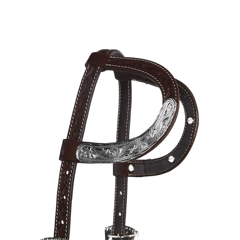 NRS Chocolate Diamond Tooled Double Ear Show Headstall