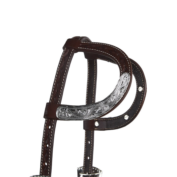 NRS Chocolate Diamond Tooled Double Ear Show Headstall