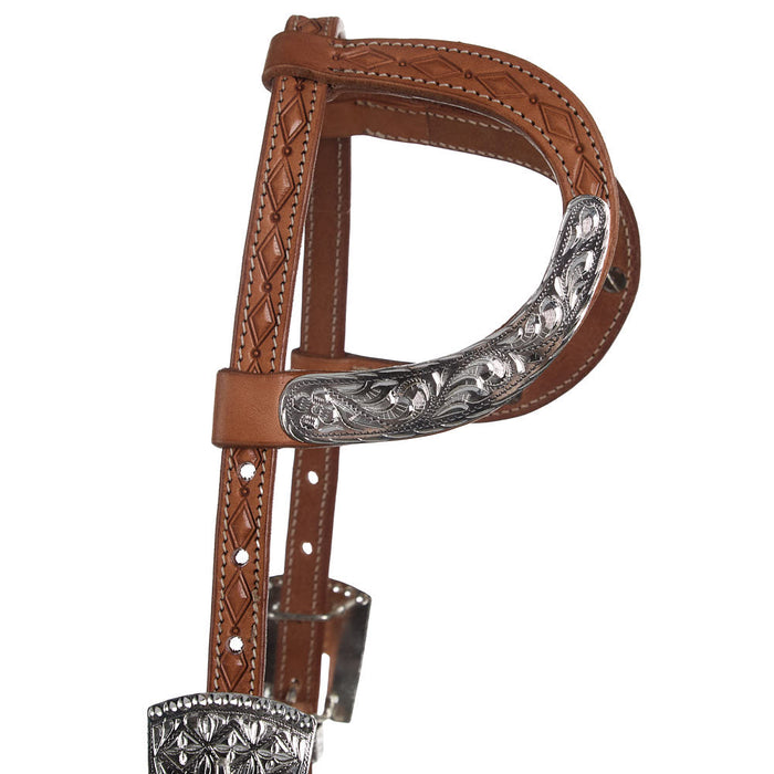 NRS Natural Diomond Tooled Double Ear Show Headstall