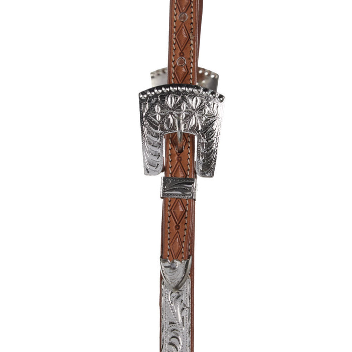 NRS Natural Diomond Tooled Double Ear Show Headstall