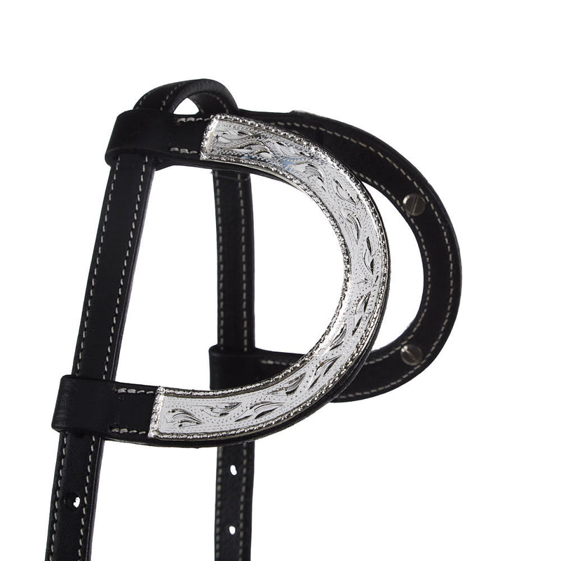 NRS Black Double Ear Silver ShowHeadstall