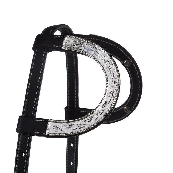 NRS Black Double Ear Silver ShowHeadstall