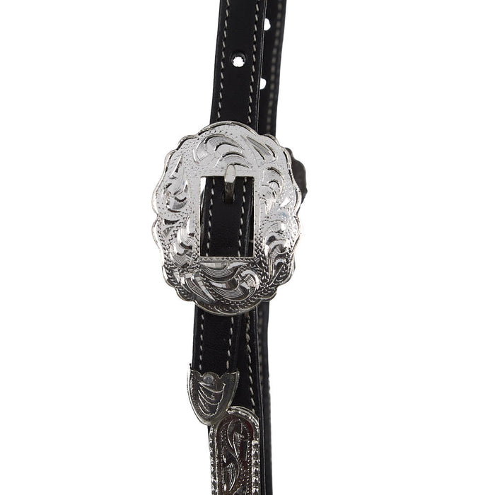 NRS Black Double Ear Silver ShowHeadstall