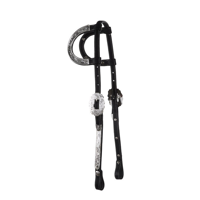 NRS Black Double Ear Silver ShowHeadstall
