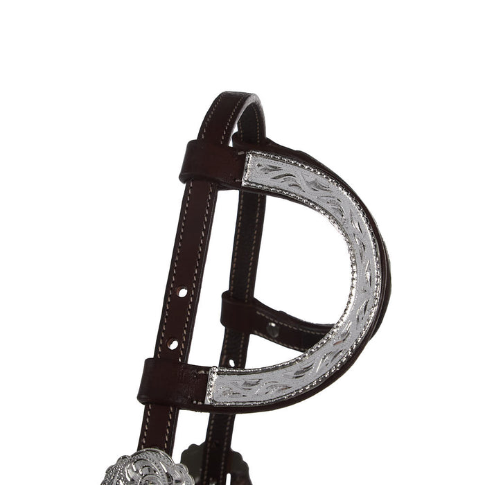 NRS Chocolate Double Ear Silver Show Headstall
