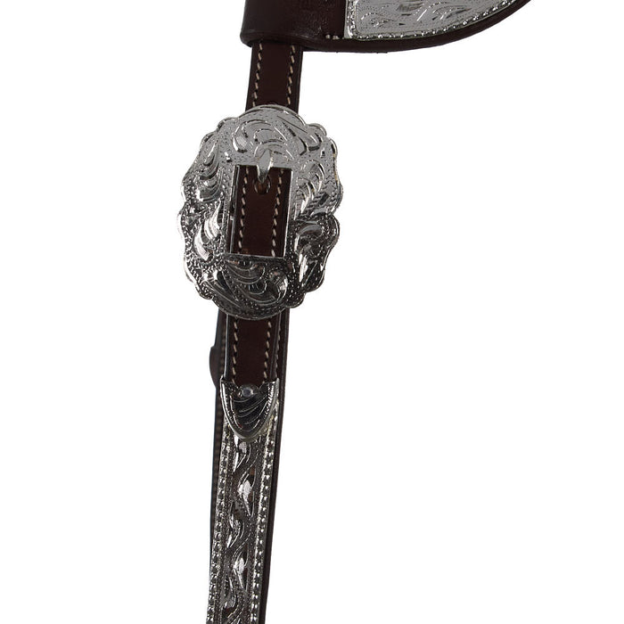 NRS Chocolate Double Ear Silver Show Headstall