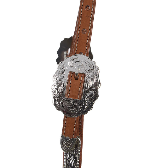 NRS Natural Double Ear Silver Show Headstall