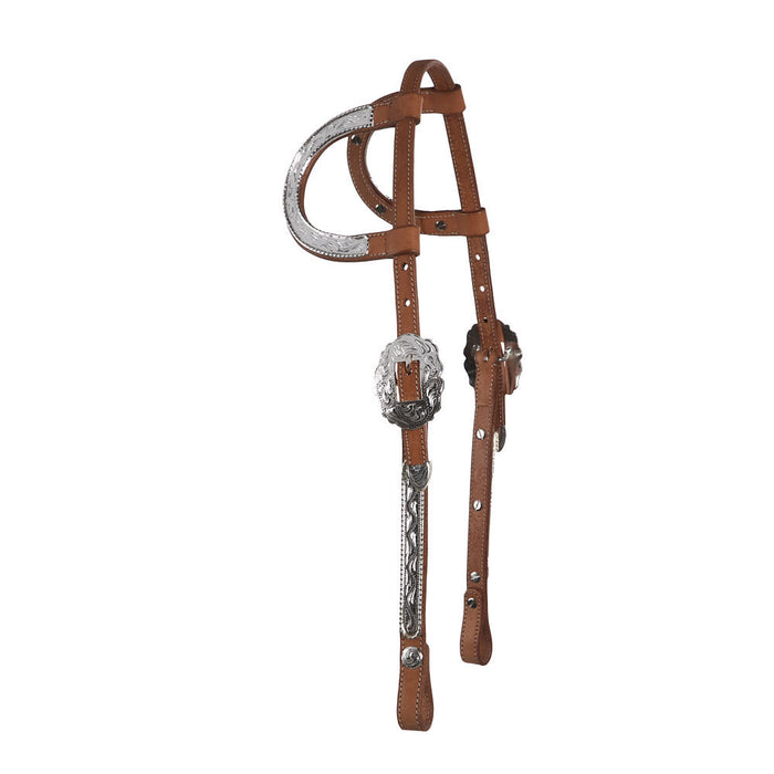 NRS Natural Double Ear Silver Show Headstall