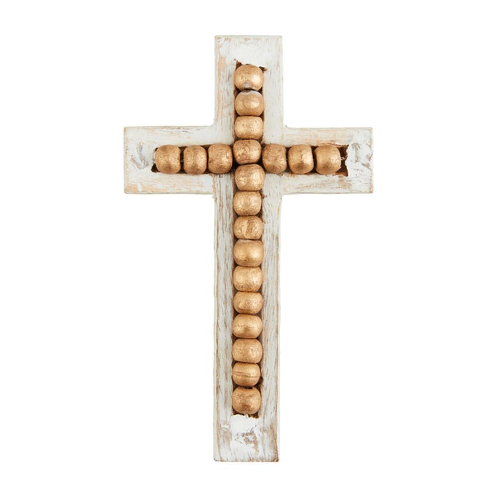 Mud Pie Small Gold Beaded Cross Sitter