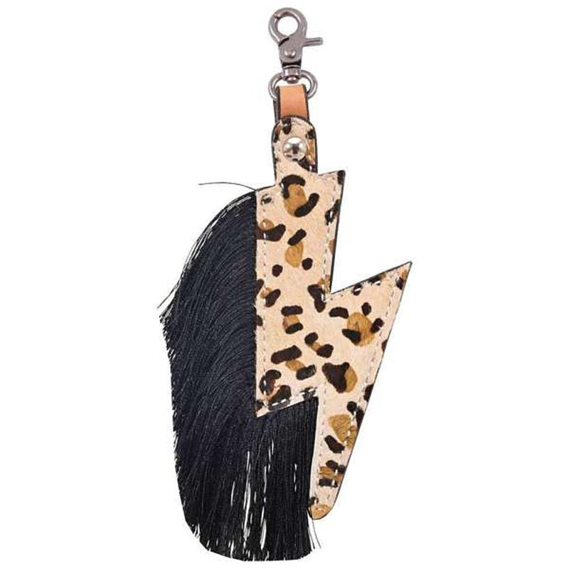 Leopard and Black Fringe Lightening Bolt Saddle Charm