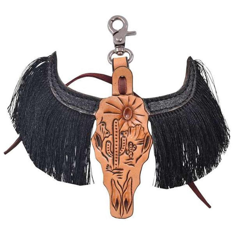 Desert Black Fringe Cowhead Saddle Charm