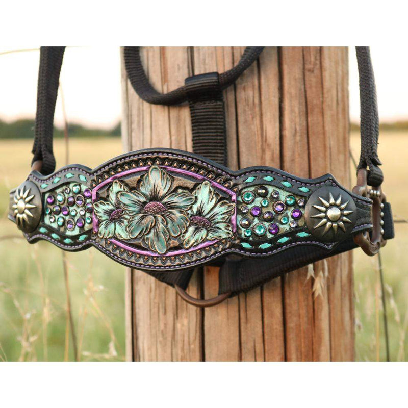 Purple Turquoise Floral Bronc Halter