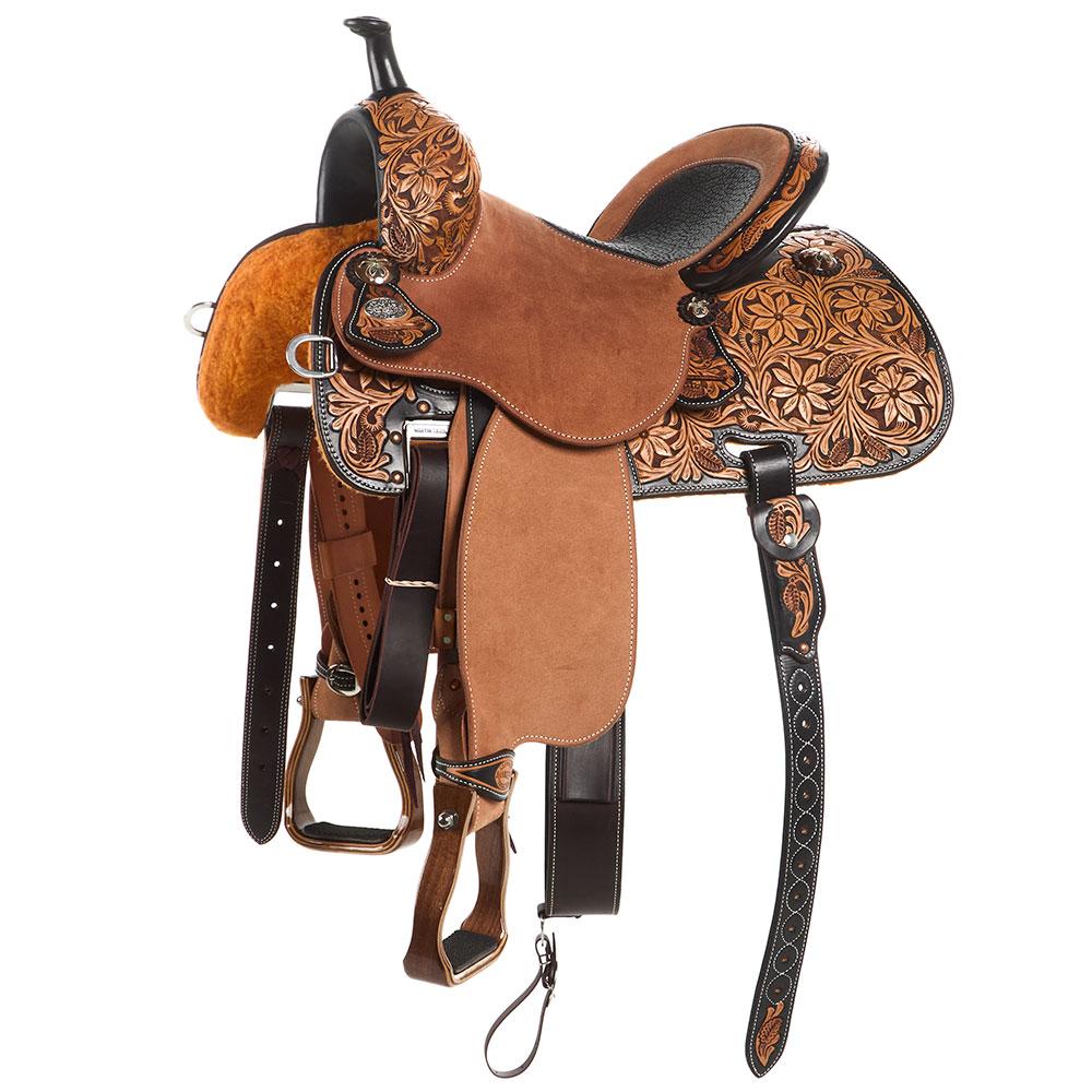 Martin Saddlery Dark Frame 1/2 Breed Desert Flower Stingray Barrel Sad ...