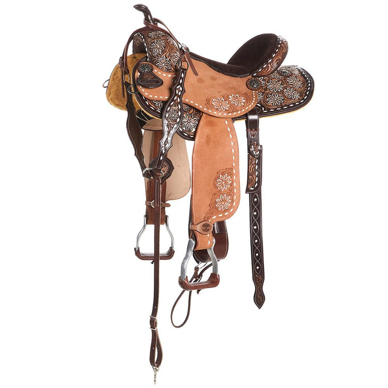 5/8 Breed Painted Floral Barrel Saddle
