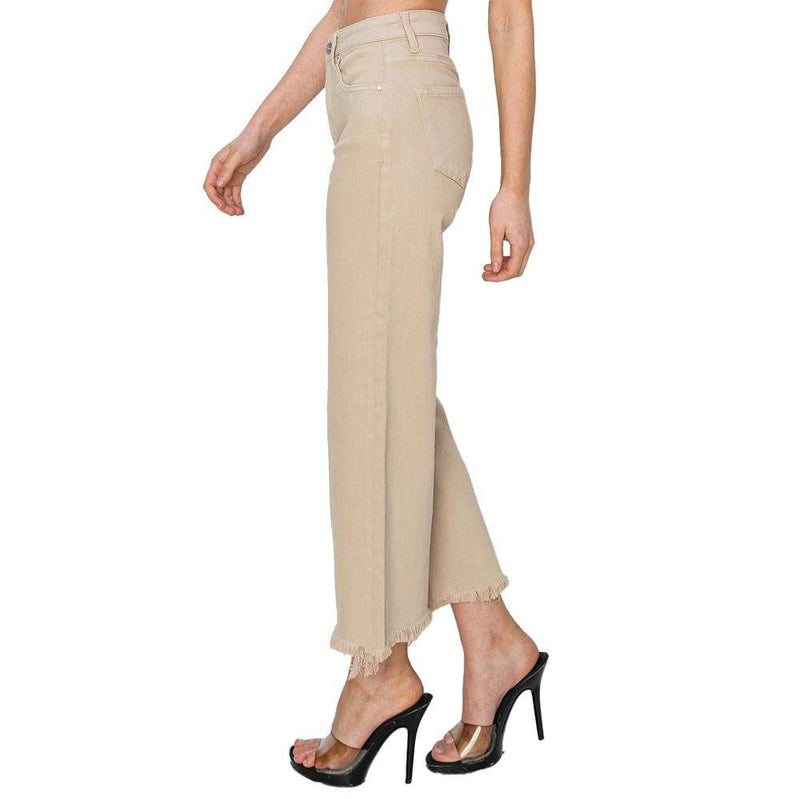 Risen Jeans Taupe High Rise Crop Pants