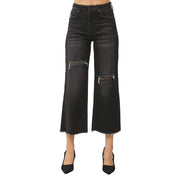 Dark High Rise Black Frayed Ankle Jean