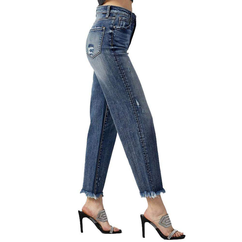 Dark High Rise Straight Jeans
