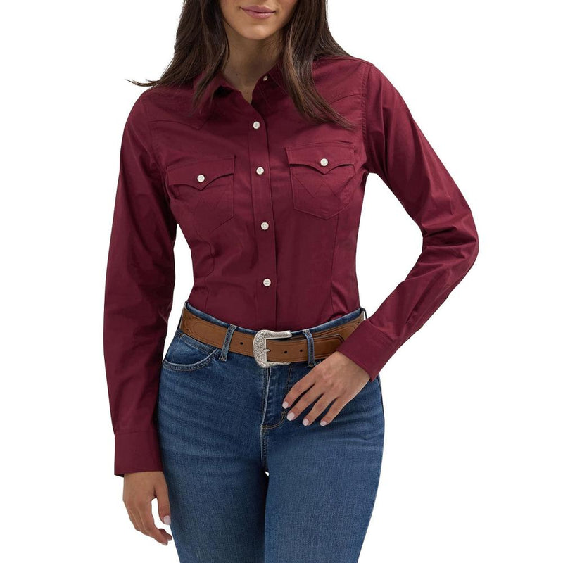 Womens Wine Button Shirt