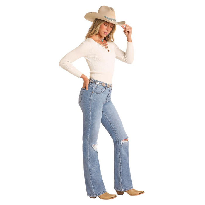 Women's Distressed High Rise Jean