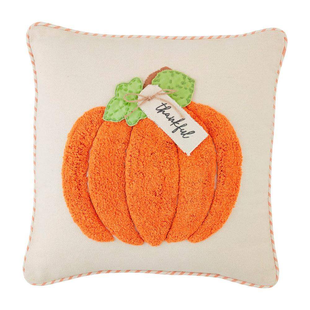 Mud Pie Orange Tufted Pumpkin Pillow