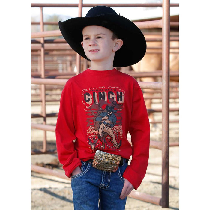 Boys Red Long Sleeve Graphic Tee