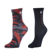 Kid`s Camo Black Graphic 2 Pack Crew Socks