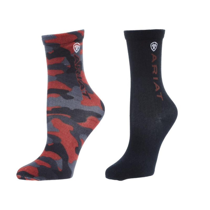 Kid`s Camo Black Graphic 2 Pack Crew Socks
