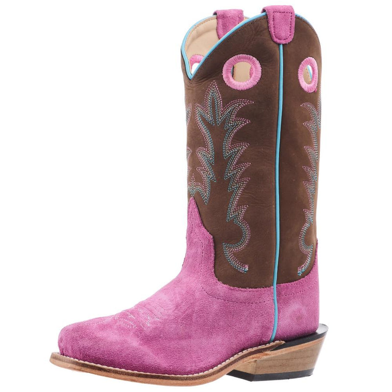 Children`s Pink Suede w/ Chocolate Shaft and Leather Sole Boot