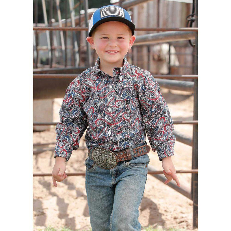 Boys Light Blue Print Shirt