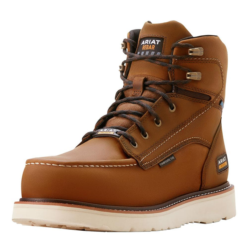 Men`s Rebar Waterproof 6In Wedge Composite Moc Toe Work Boot