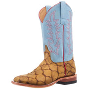 Women`s Honey Fish Print Vamp 13In Baby Blue Suede Top Boot